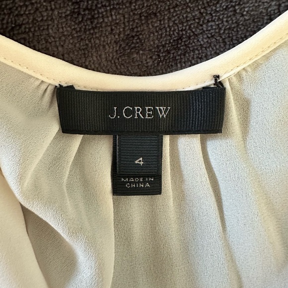 J. Crew Cream Long Sleeve Blouse Top Shirt with Black Trim Size 4 - Picture 6 of 7